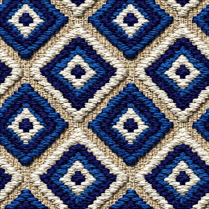 Stickorama Boho Tufted Textured Geometric Fabric Peel and Stick Wallpaper Self Adhesive 17.72" x 118.12'' Navy Blue Rhombus Wall Paper Renter Friendly Removable Waterproof for Living Room Bedroom by Unknown