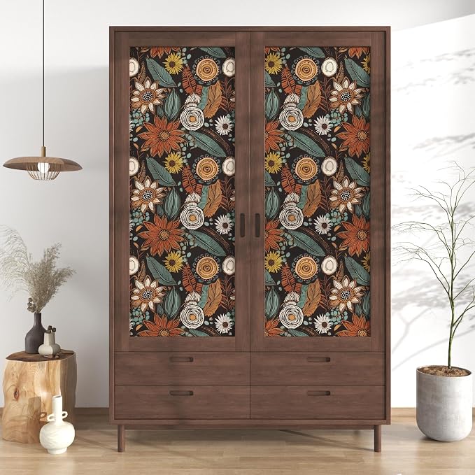 Laatse Boho Wallpaper Peel and Stick 17.5"x393",Brown Orange Contact Paper | Self Adhesive/Removable/Waterproof/Thick Vinyl Contact Paper for Bathroom Bedroom Shelf Cabinet Drawer,Prepasted,Easy Peel - Image 6