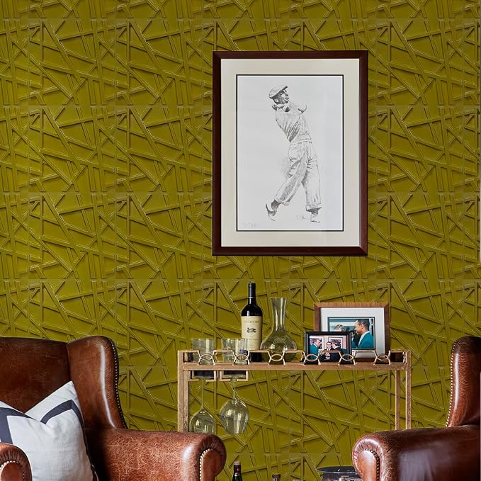 LEVOWAY 3D Wall Panels for Interior Wall Decor, 11.8''x11.8'' 33 Pack Accent Textured Wall Panels for Living Room, Gaming Room, TV Background, Cover 32 Sq.Ft (Brushed Gold) - Image 7