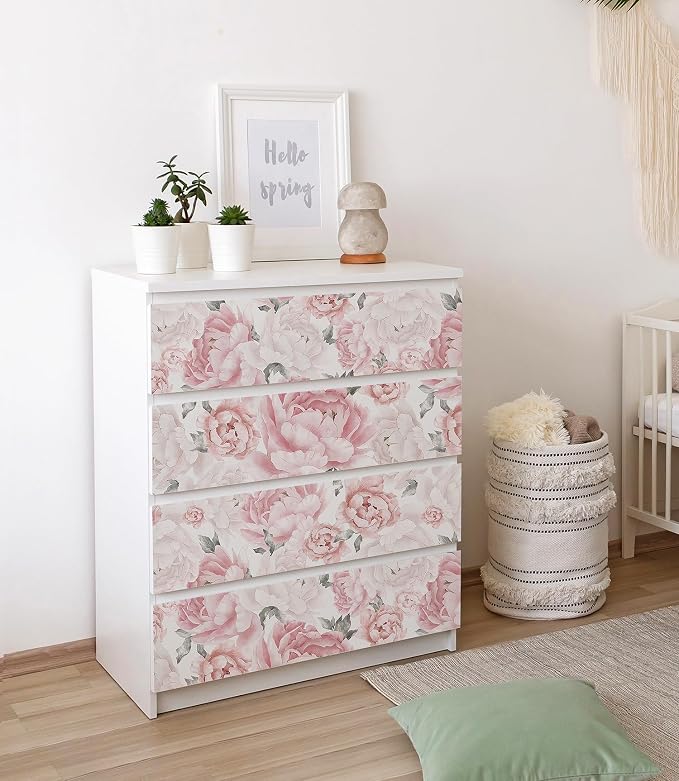 Safiyya Pink Floral Wallpaper Peel and Stick Removable Self Adhesive Wall Paper for Bedroom Bathroom Flowers Contact Paper for Cabinets Walls Vinyl Rolls 78.7''x 17.3" - Image 8