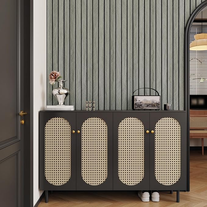 Grey Wood Wall Panels Textured Wood Slats 3D Soundproof Wall Panel | Peel and Stick Shiplap 11.8"x197" Wooden Panel Walls Decor Self Adhesive Wooden Panel Wallpaper for Studio Homes Ceiling - Image 3