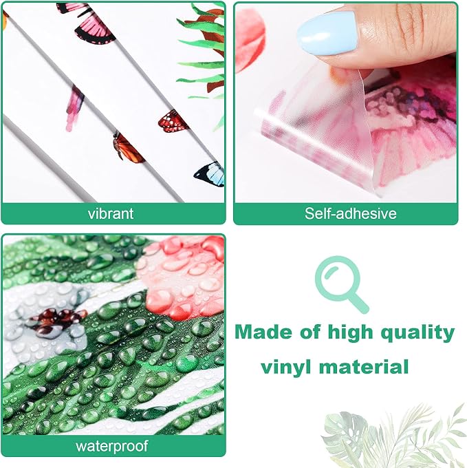 3 Sheets Hummingbirds Wall Decals Peel, Vinyl Stickers Murals for Window | Wall Decors Clings, Botanical Birds Tree Branch Flower Butterfly Design, Removable, For Bedroom Barhtoom Living Room Nursery - Image 3
