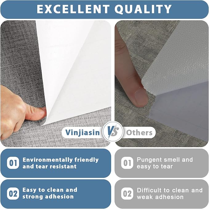 Vinjiasin Grasscloth Peel and Stick Wallpaper Vintage Textured Contact Paper Grasscloth Self Adhesive Removable Wall Paper for Bedroom Cabinets Drawers Covering (15.7" x 78.7") - Image 5