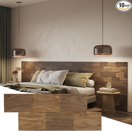 Wall!Supply 3D Wall Panels – Reclaimed Squared Asian Teak Wood – Home Decor Wallpaper Alternative for Living Room, Bedroom & Office – Easy DIY Installation – 10 Pack, Covers 9.68 Sq Ft | Real Reclaimed Asian Teak, Wallpaper Alternative, Easy DIY Instal... by WallSupply