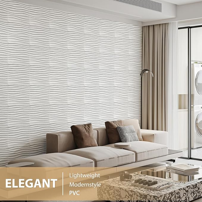 Heikki 30 Pack 3D Wall Panel for Interior Wall Décor, PVC Flower Textured Wall Panels for Living Room Bedroom Hotel Office, 11.8"x11.8", Double-Sided Tape (White-SMW) - Image 5