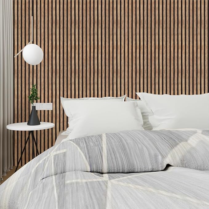 Yun-aeon Natural Wood Peel and Stick Wallpaper Wood Slats - 17.3"x 120" Tan Self-Adhesive Waterproof Vinyl Removable Wall Paper for Wall Decor Bedroom | 17.3"x 120" Self-Adhesive Waterproof Vinyl Removable Wall Paper for Wall Decor Bedroom - Image 5