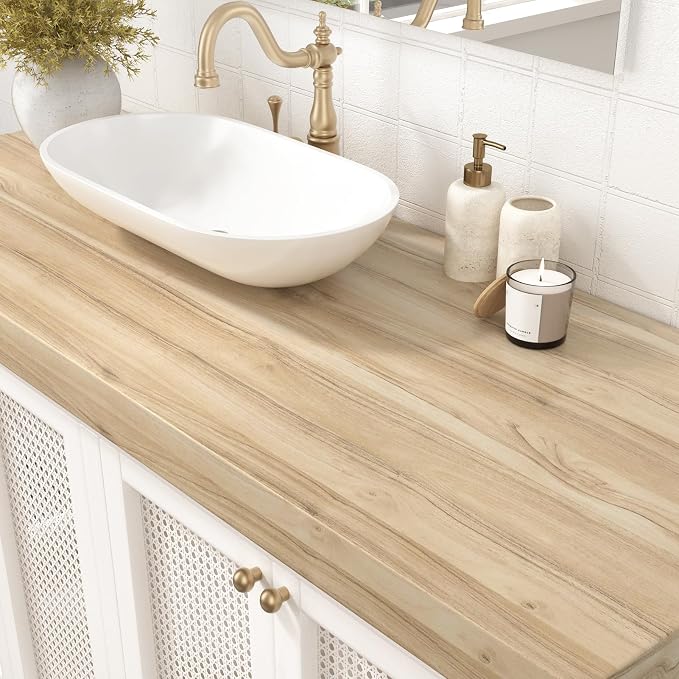 WESTICK Light Wood Grain Contact Paper Peel and Stick Countertops Waterproof Wood Wallpaper for Kitchen Cabinets Self Adhesive Wooden Vinyl Wrap for Countertop Covers Table Desk 24" x 394" - Image 3