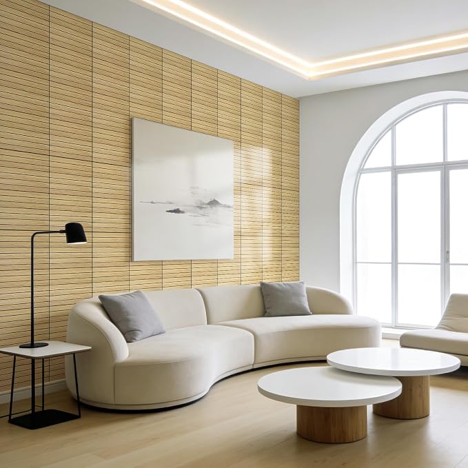 WADILE Peel and Stick Wood Slat Wall Panels 12x12in PVC 10 Pack | Decorative wall panels, self adhesive, living room, bedroom, accent wall, not real wood - Image 7