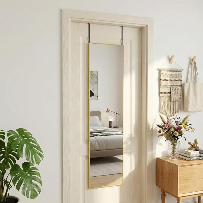 Antok Full Length Mirror, 56"x14" Floor Mirror with Stand, Gold, Rect - Image 8
