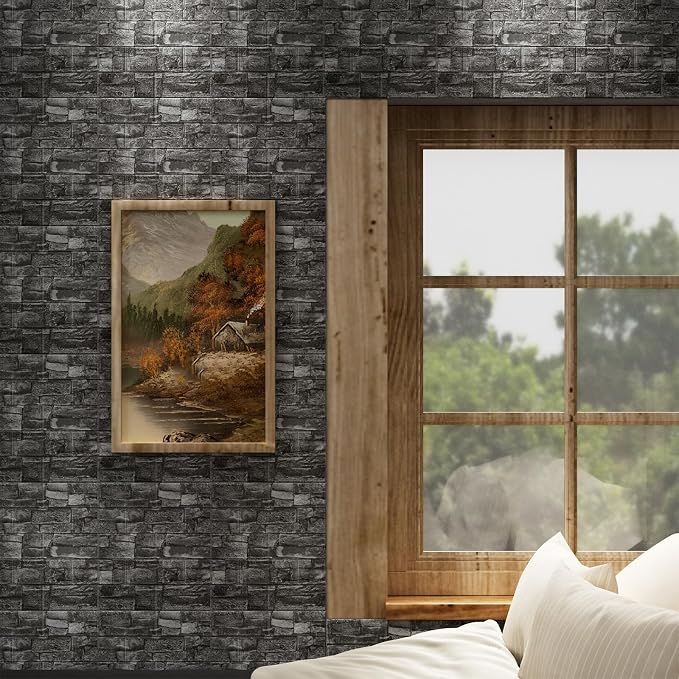 GrGreymond Faux Brick Wall Panels, 40 PCS, Grey | 3D Wall Panels Peel and Stick, XPE Foam 3D Wallpaper, Self-Adhesive Faux Stone Wall Panels for Bedroom, Stairs, Kitchen - Image 4