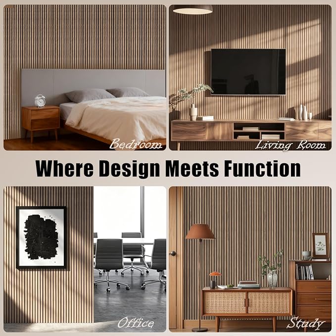 RITOLLO Wood Slat Panels for Wall 2-Piece 94.5"×11" Acoustic Panels for Interior Wall Decor 3D Fluted Sound Absorbing Panel - Natural Walnut | Interior Wall Décor • 3D Fluted Design • Sound Absorbing • Easy Installation • Lightweight - Image 7