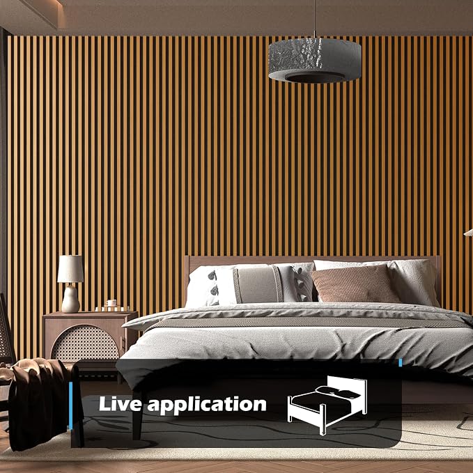 Art3d 2pcs-104 x 15.75in Slat Acoustic Panel for Wall and Ceiling, 3D Fluted Sound Absorbing Panel with Wood Finish, Teak - Image 2