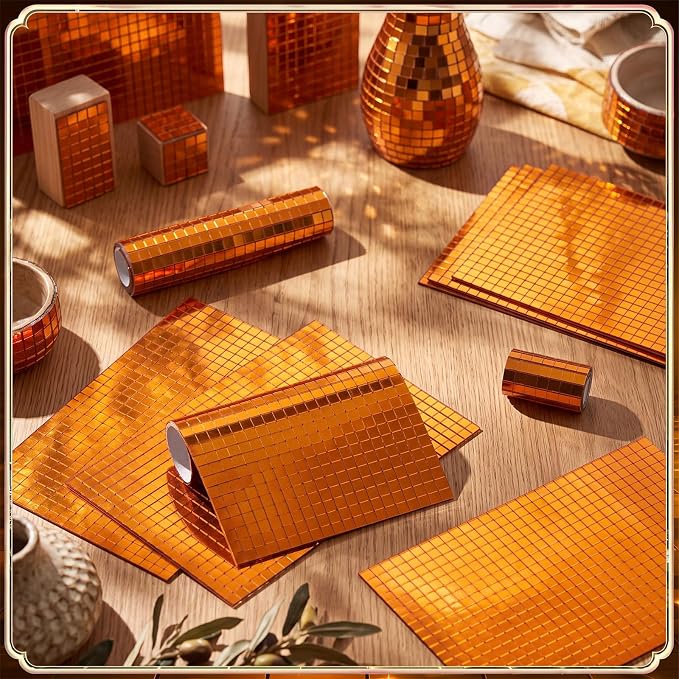 10800 Pieces Orange Disco Mirror Tile Self-Adhesive Mirrors Mosaic Tile - Image 5