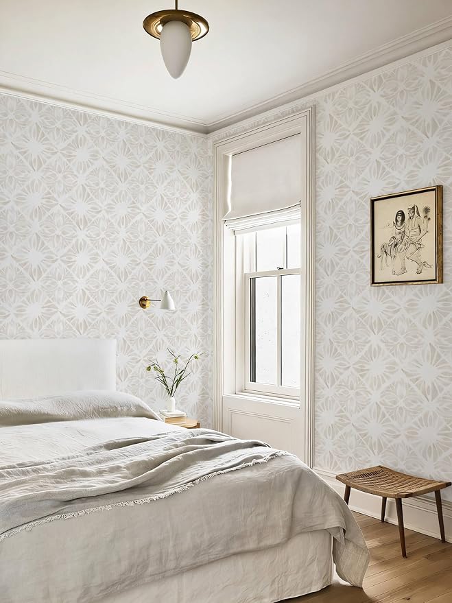 Boho Wallpaper Neutral Peel and Stick Wallpaper 78.7"x17.3" Geometric Wall Paper Beige and White Contact Paper Textured Removable Vinyl Waterproof for Bedroom Farmhouse Kitchen Bathroom - Image 9