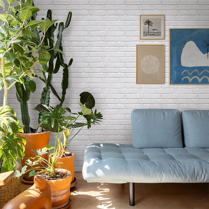 3D Faux Brick Wall Panels Peel and Stick, Designed for Quick DIY | White, 10 Pcs 15.7" x 11.8", Brick-Look, Ultra-Light PVC Fake Brick Wall Covering Tiles for Wall Renovation, Cover 12.9 sq ft - Image 2