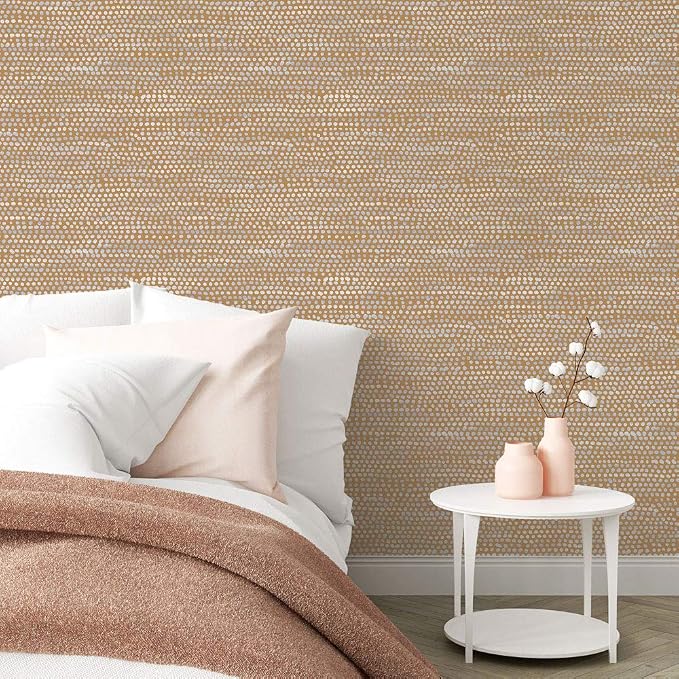 Tempaper Toasted Turmeric Moire Dots Removable Peel and Stick Wallpaper, 20.5 in X 16.5 ft, Made in the USA - Image 7