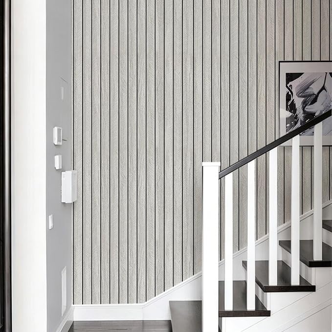 3D Peel and Stick Wall Panels Thick Faux Wood Grain Slat Wallpaper | 23.62" x 110.24" Self Adhesive PVC Thick Soundproof Foam Panels for Walls Living Room Bedroom TV Background Ceiling - Image 8