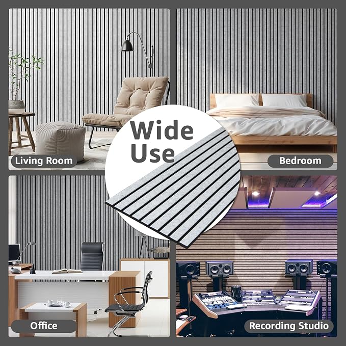 Art3dwallpanels 10 Pack Acoustic Panels, 48" X 12" X 0.43", Grey and Black | Soundproof Wall Panels, Self Adhesive, High Density Sound Absorbing, Acoustic Treatment for Recording Studio, Office - Image 6