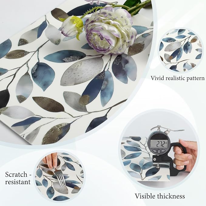 20pcs Marble Peel and Stick Shower Wall Panels 11.8"x11.8" | (Total 19.4 Sq.Ft.) Botanical Leaves,Waterproof,Backsplash Tile,Stick on Wall,for Bathroom,Bedroom,Kitchen - Image 4