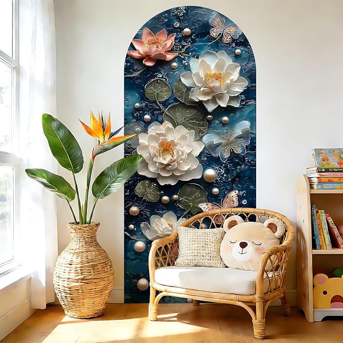 Arch Wall Decals Peel and Stick, Large Wall Stickers, Removable Home Decor Art Wallpaper for Bedroom Living Room 71'' × 31.7'' (Flower -D) - Image 5