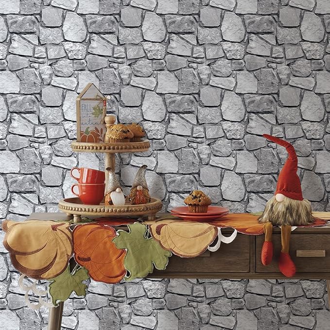 COMSTICKC 3D Faux Stone Wall Panel Peel and Stick Wall Tiles | Gray, 10 Pcs of 12"X12", Ultra-Light Thin PVC Rock Adhesive Fake Stone Paneling Backsplash Interior Decor, Cover 9.7 sq ft - Image 2