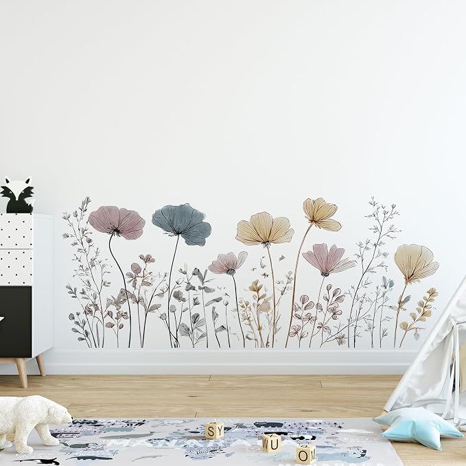 Flower Wall Decals - Peel and Stick Large Floral Flowers Wall Stickers,Removable Flower Home Decor Art for Kids Living Room, Bedroom, Nursery Decor Wall Corner Decor - Image 5