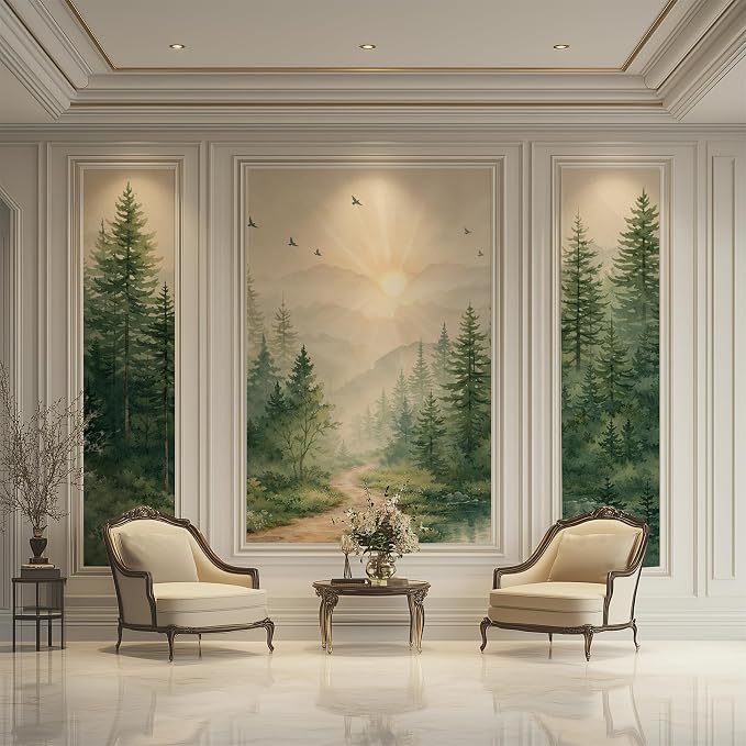 Pine Forest Wall Murals Peel and Stick Canvas Wallpaper | Large Removable Woodland Mural for Living Room Bedroom Office Home Decor and Accent Walls in Multiple Standard Sizes - Image 4