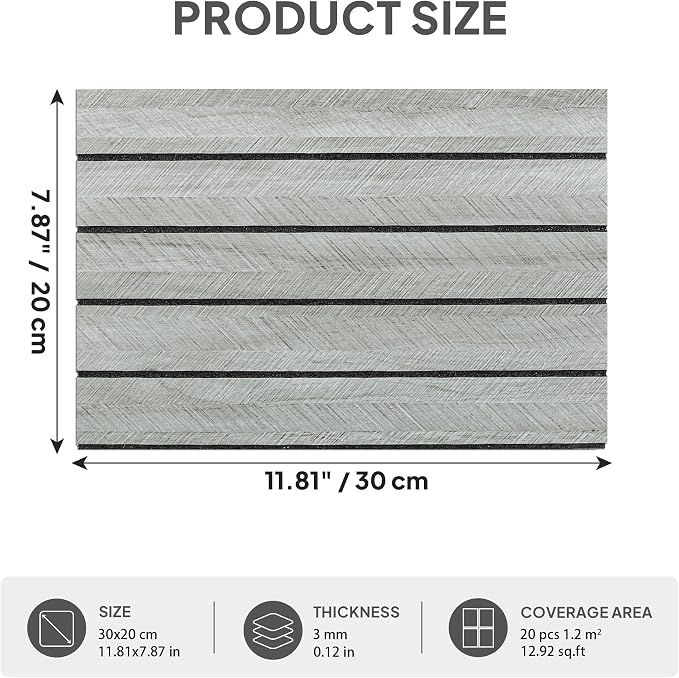 3D Wall Panels, 20 Pack, 11.8" x 7.9", Wood Grain | Peel and Stick, Self-Adhesive, PVC Foam, Thick, Not Real Wood - Image 2
