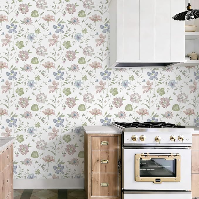 Heroad Floral Peel and Stick Wallpaper Vintage Cottage Contact Paper 17.3''x385'' Farmhouse Stick on Wall Paper Boho Removable Wallpaper for Bedroom Bathroom Cabinets Self-Adhesive Moody Decor Vinyl - Image 8