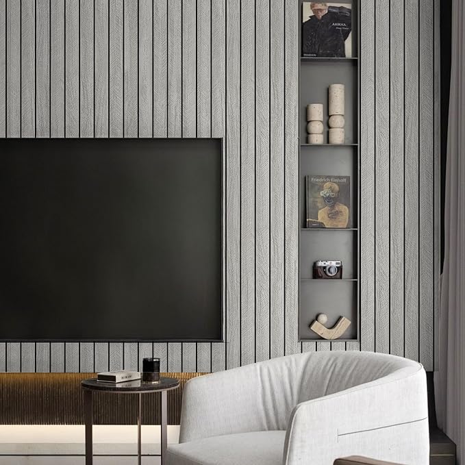 3D Peel and Stick Wall Panels Thick Faux Wood Grain Slat Wallpaper | 23.62" x 110.24" Self Adhesive PVC Thick Soundproof Foam Panels for Walls Living Room Bedroom TV Background Ceiling - Image 7