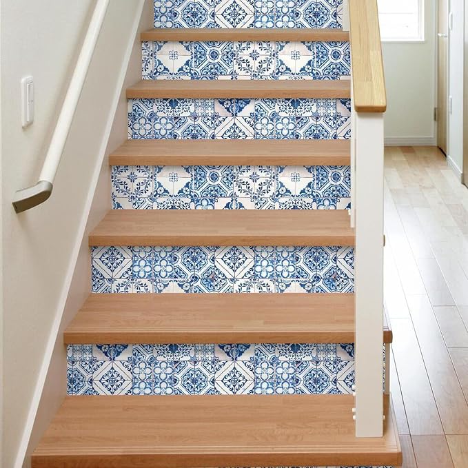 RoomMates RMK11083WP Blue Mediterranian Tile Peel and Stick Wallpaper 20.5" x 16.5 feet - Image 6