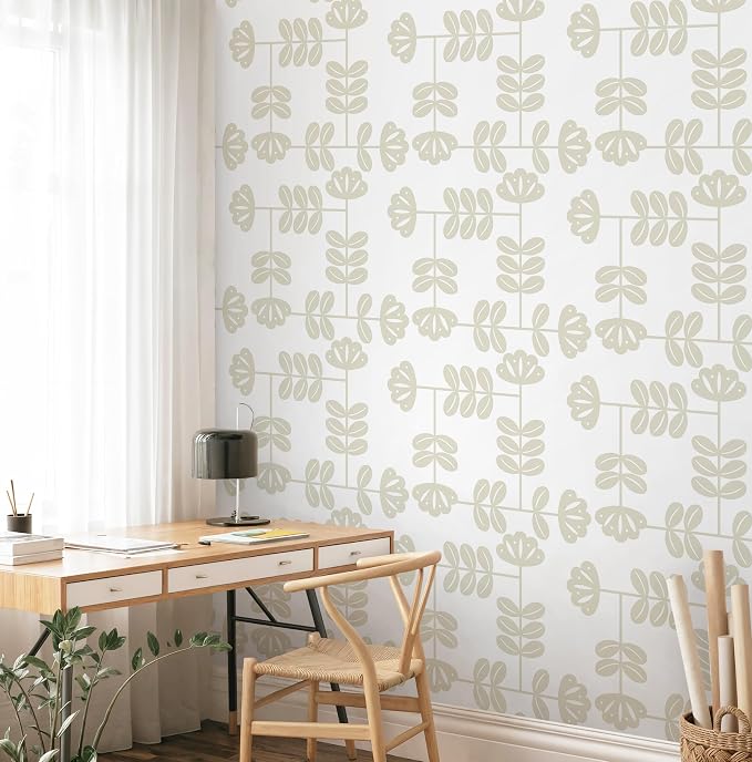 HeloHo Peel and Stick Wallpaper Boho Beige/White Contact Paper Neutral Wallpaper Renter Friendly Removable Self-Adhesive Wall Paper for Bedroom Bathroom Wall Decor Vinyl Roll 17.3''x393.7'' - Image 9