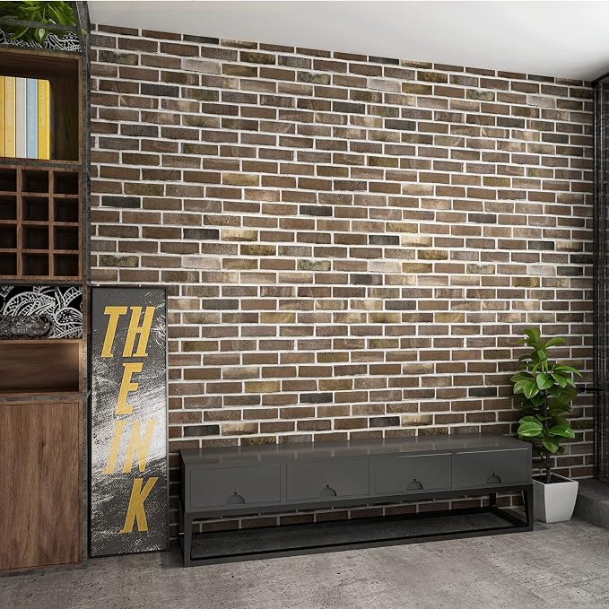 Art3d 20-Pack Durable Faux Brick Peel and Stick 3D Wall Panels, Gray Brown | Coverage: 105 Sq. Ft, Waterproof, Oil-Proof, Easy to Wipe, Decorative, Ideal for Bedroom, Kitchen - Image 3