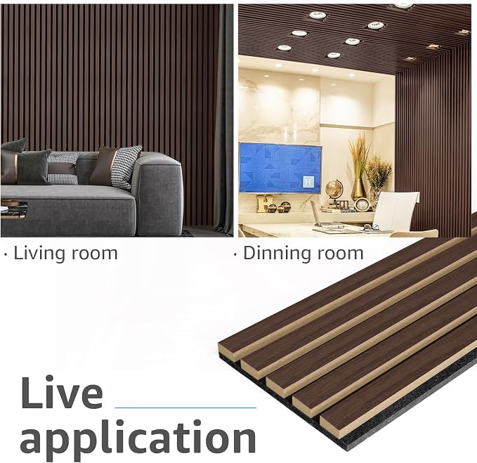 Art3d 4pcs-107 x 8in Slat Acoustic Panel for Wall and Ceiling, 3D Fluted Sound Absorbing Panel with Wood Finish, Dark Walnut - Image 4