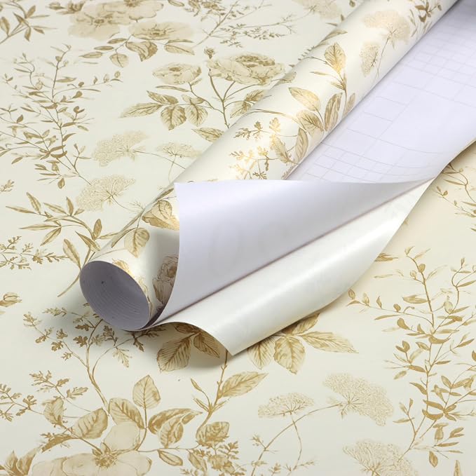 Erfoni Boho Floral Peel and Stick Wallpaper Floral Leaf Contact Paper | 16.9" x197" Yellow Brown Flower Self Adhesive Wallpaper DIY Removable Decoration Wallpaper for Accent Walls Covering - Image 7