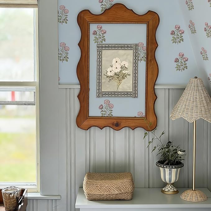17.3" x 196.8" Vintage Blue Floral Wallpaper Peel and Stick Boho Wallpaper Removable Waterproof Rose Pattern Contact Paper for Bedroom, Bathroom, Home Wall - Image 4