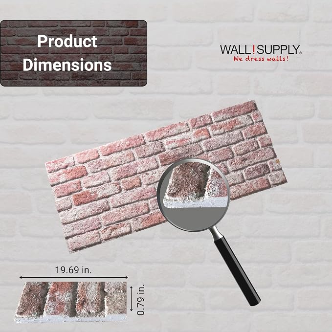 Wall!Supply - 3D Wall Panels - Red and White Ultralight Weathered Brick Wall Covering - Lightweight Foam Wallpaper Alternative - Easy DIY Installation - 4-Pack - Image 5