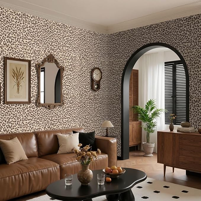 Arthome Leopard Print Peel and Stick Wallpaper 17" x 240" | Removable Cheetah Contact Paper, Covers 28.3 sq ft. Great for High Ceilings, Stair Risers or Seamless Tall Wall Makeovers - Image 5