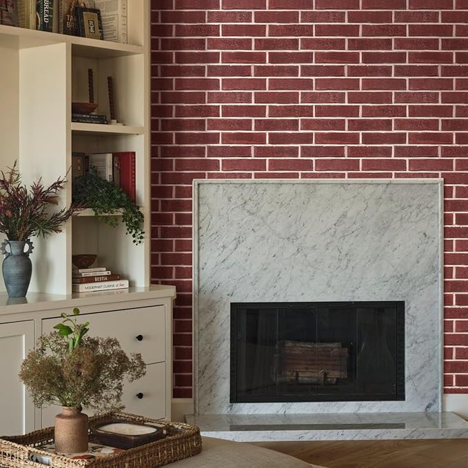 Commomy 3D Faux Brick Peel and Stick - 10pcs 15.74" x 11.8" Red | Ultralight Thin PVC 3D Wall Panels Fake Brick Paneling for Home Office,Bedroom,Quick DIY Home Decor(12.92 sq.ft) - Image 7