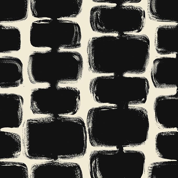 Safiyya Peel and Stick Wallpaper Black and Cream White Contact Paper Mid Century Modern Abstract Geometric Wall Paper Self Adhesive Removable Wallpaper for Bathroom and Bedroom Vinyl 17.3"x78.7" by SAFIYYA