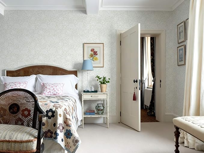 Heroad Floral Peel and Stick Wallpaper Green William Morris Contact Paper | Vintage Botanical Wall Paper for Bedroom,17.3''x385'',Cottage,Removable,Self Adhesive Decor Vinyl Roll for Laundry,Nursery - Image 4