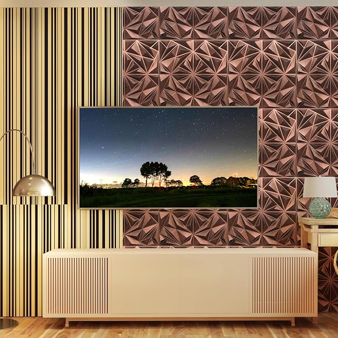 STICKGOO Diamond Wall Panels, Antique Copper, 12''x12'', 33 Pack | Accent Wall Panels for Interior Wall Decor, Living Room, Bedroom, TV Background, Office, Cover 32 Sq.Ft - Image 5