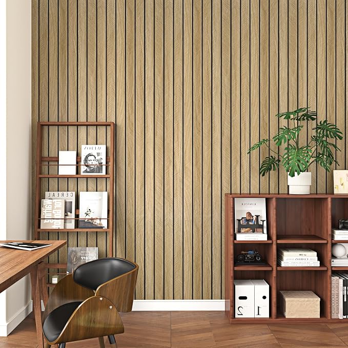 Wallercity Brown Wood Slat Peel and Stick 3D Wall Panels for Home Decor | Self Adhesive Soundproof Wall Slat Panels for Bedroom Living Room Wall Decor Flexible Wooden Slats for Wookshop 23.6x118 IN - Image 3