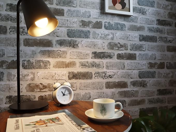 Guvana 17.3"×118" Brick Peel and Stick Wallpaper Brick Wallpaper | Grey Brown 3D Brick Self Adhesive Contact Paper Textured Removable Vintage Wallpaper Decorative Wall Classroom Covering - Image 2