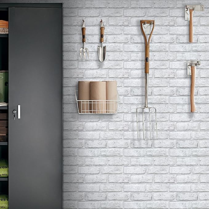 Commomy Faux Brick Wall Panels Peel and Stick Thin PVC 10 Pcs 11.8" x 11.8" | Small Size Thin PVC Quick Grey Spots White Brick Wall Covering Home Decor for Fireplace,Home Office (Covers 9.7 sq.ft) - Image 8