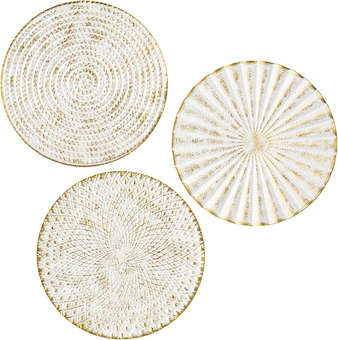 Briful 12" Wall Décor Pack of 3 Metal White Washed Starbursts Radial Plate Wall Art Modern Accent Hanging Wall Decorations For Home Office Bedroom Or Living Room Wall Sculptures by Briful