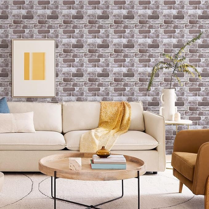 Commomy Faux Brick Wall Panels Peel and Stick Thin PVC 10 Pcs 11.8" x 11.8" | Small Size Thin PVC Quick Wall Covering Home Decor for Kitchen,Fireplace,Home Office (Covers 9.7 sq.ft) - Image 2