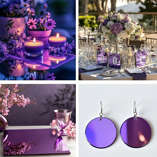8x8 Inches Purple Mirror Acrylic Sheet – 2 Pcs Reflective Acrylic Panel for DIY Crafts, Home Décor & More (20x20 cm) - Image 4