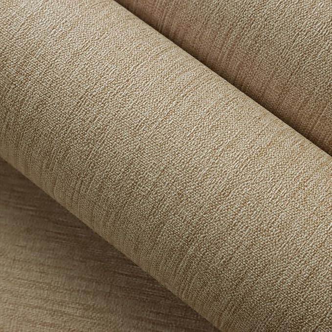 Grasscloth Peel and Stick Wallpaper Beige Brown Vinyl 16in x 197in | Faux Linen Vintage Wallpaper Textured Removable Wall Paper Grass Cloth Cabinets Bedroom for Cabinet Self Adhesive Vinyl - Image 4