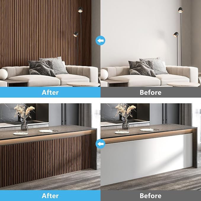 Art3d Wood Slat Wall Panels, Fluted MDF, 6-Pack, 94.6 x 7.4 in,Walnut | 3D Textured Panels for Accent Walls, Ideal for Living rooms, Bedrooms, Offices, Entryways and Studios - Image 3